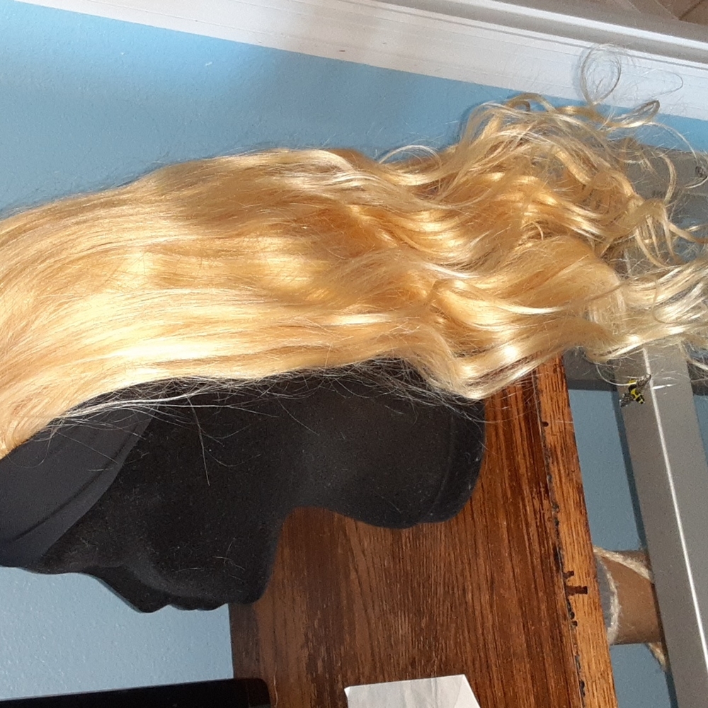 Blonde human hair headband wig